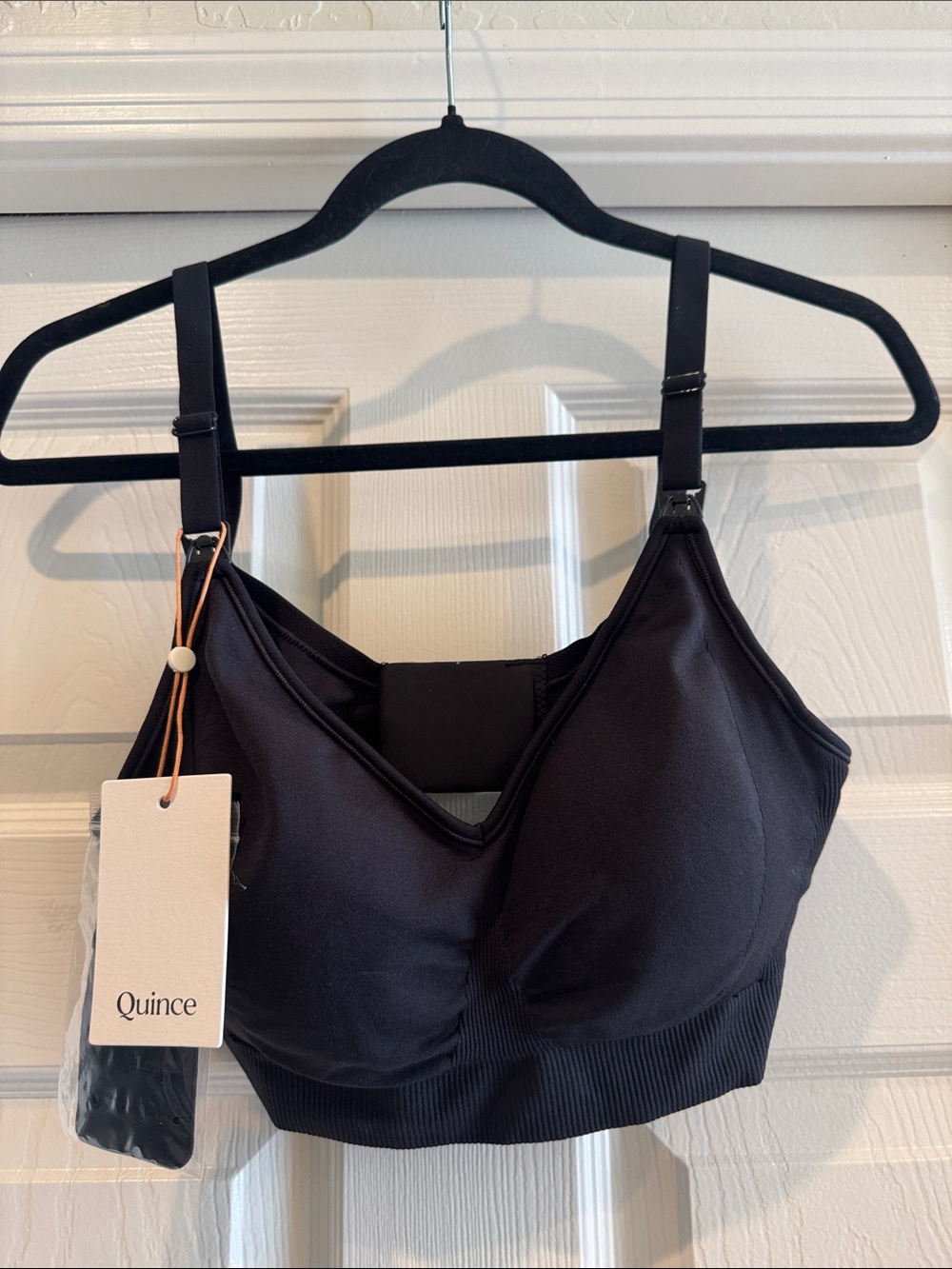 Quince Black Seamless Wireless Nursing Bra with Adjustable Straps